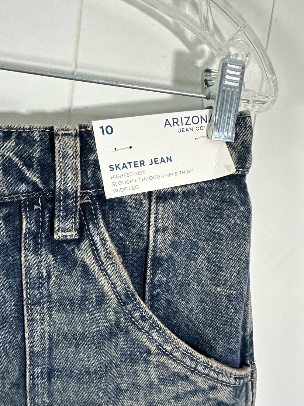Arizona Jean Sz 10 Skater Jeans Highest Rise Slouchy Hip Thigh Carpenter Denim - Picture 4 of 12